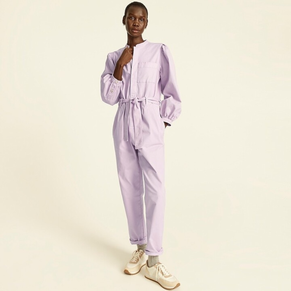 NWT Jcrew Lilac Puff-sleeve chino jumpsuit